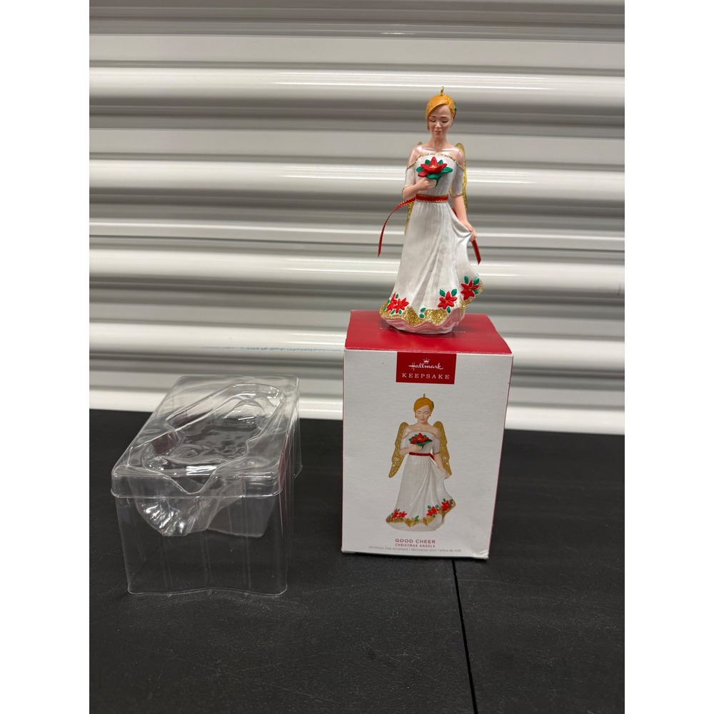 Hallmark Keepsake Good Cheer Christmas Angel Ornament 6th in Series Poinsettia
